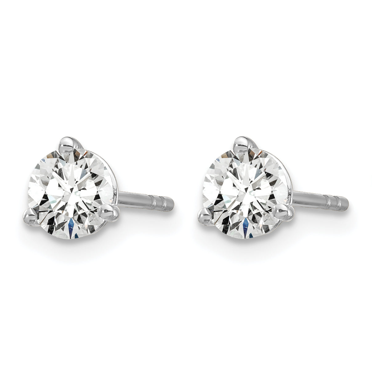 14K White Gold 3/4 ct Certified Lab-Created Diamond VS+ F+, 3-Prong Stud Earrings