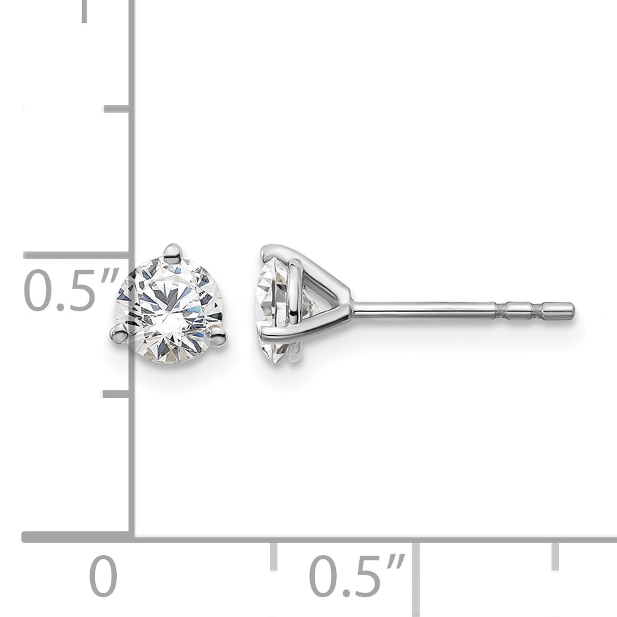 14K White Gold 3/4 ct Certified Lab-Created Diamond VS/SI+ G+, 3-Prong Stud Earrings