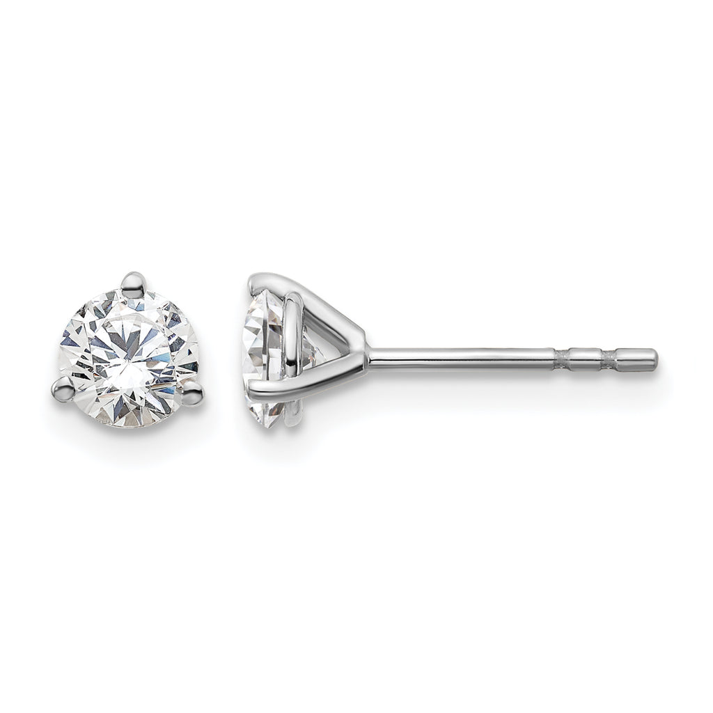 14K White Gold 3/4 ct Certified Lab-Created Diamond VS+ F+, 3-Prong Stud Earrings