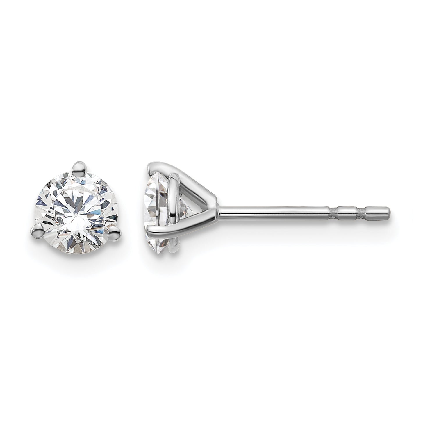 14K White Gold 3/4 ct Certified Lab-Created Diamond VS/SI+ G+, 3-Prong Stud Earrings