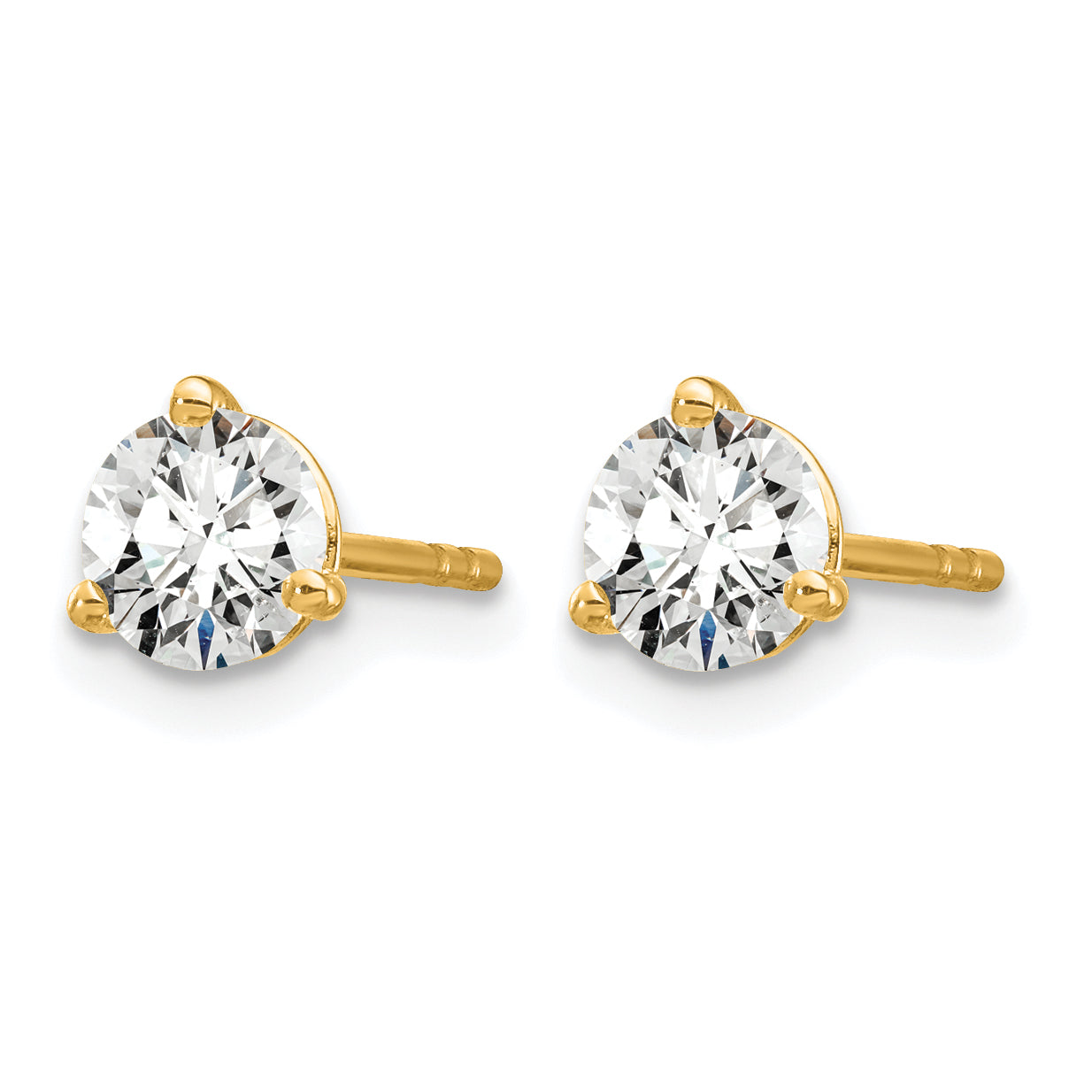 14K Yellow Gold 3/4 ct Certified Lab-Created Diamond VS/SI+ G+, 3-Prong Stud Earrings