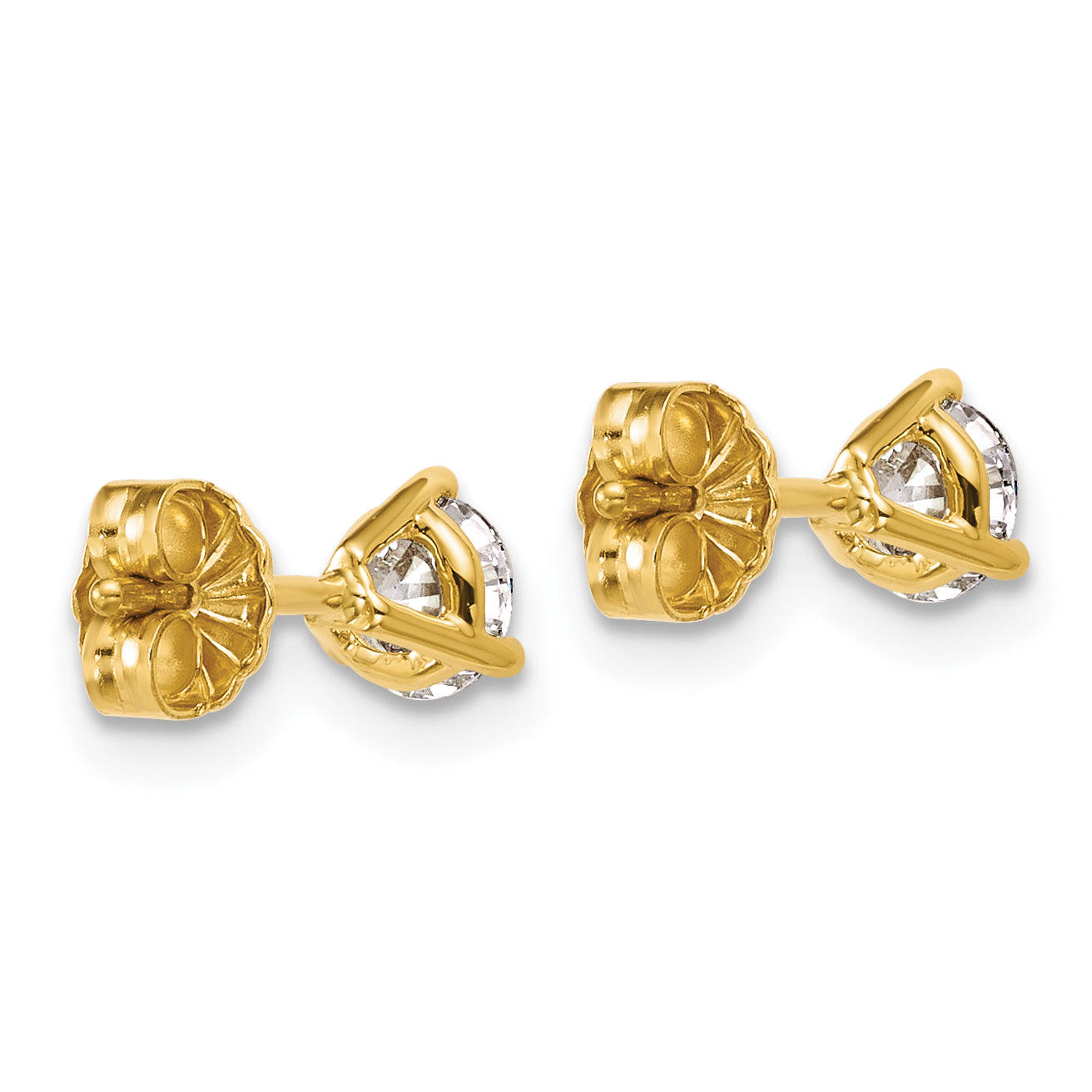 14k 3/4 carat Certified Lab Grown Diamond VS+ F+ Round Complete Three Prong Stud Earrings