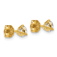 14k 3/4 carat Certified Lab Grown Diamond VS+ F+ Round Complete Three Prong Stud Earrings