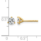 14K Yellow Gold 3/4 ct Lab-Created Diamond VS+ F+, 3-Prong Stud Earrings