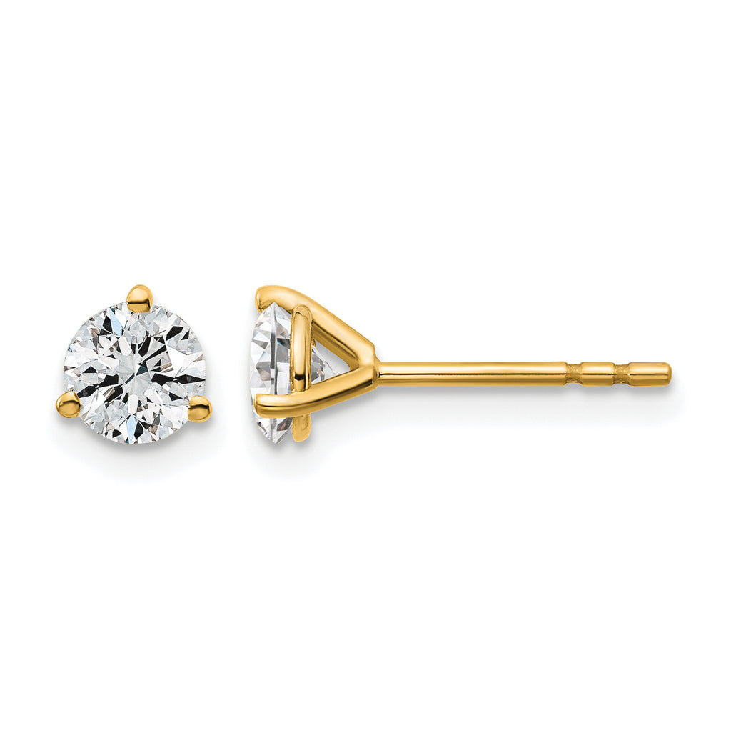 14K Yellow Gold 3/4 ct Lab-Created Diamond VS/SI+ G+, 3-Prong Stud Earrings
