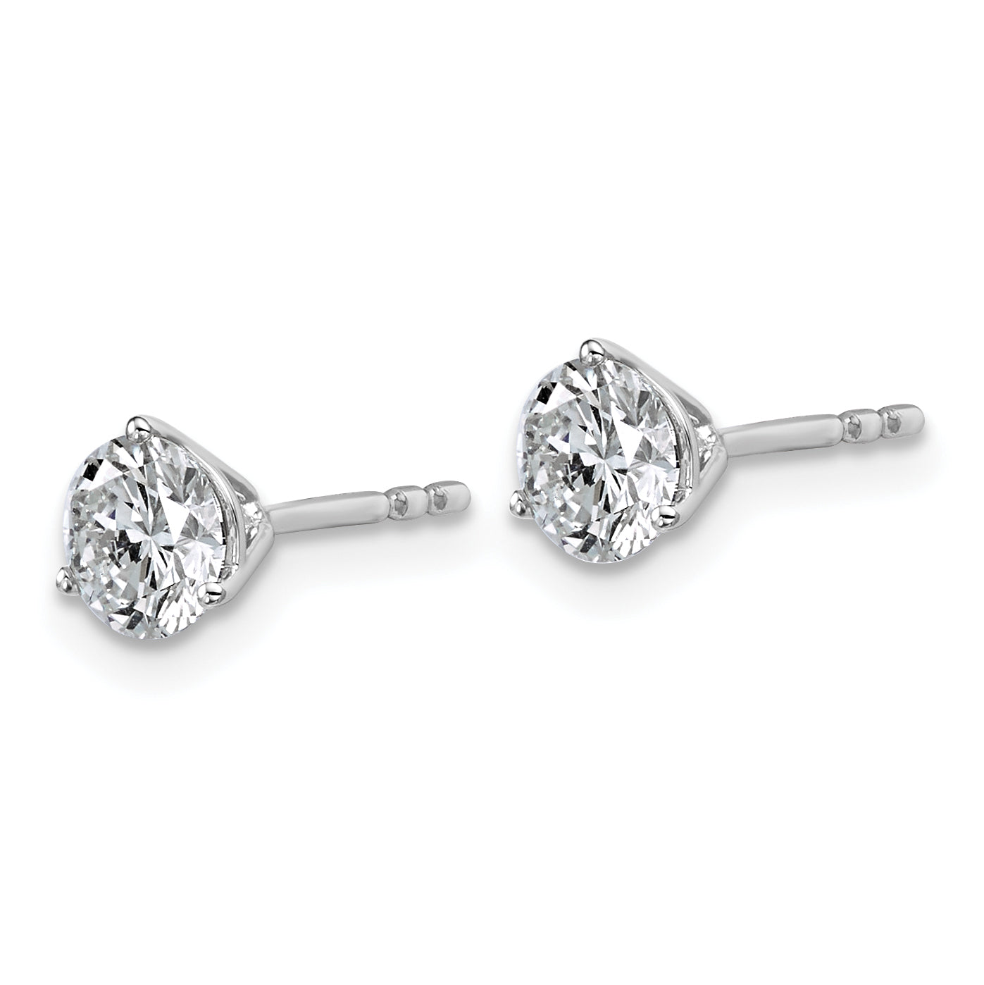 18K White Gold 1 ct Certified Lab-Created Diamond VS+ F+, 3-Prong Stud Earrings