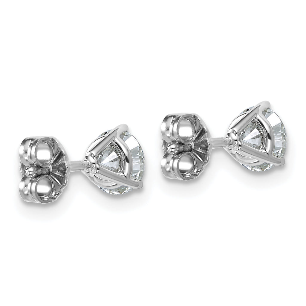 18K White Gold 1 ct Lab-Created Diamond VS+ F+, 3-Prong Stud Earrings