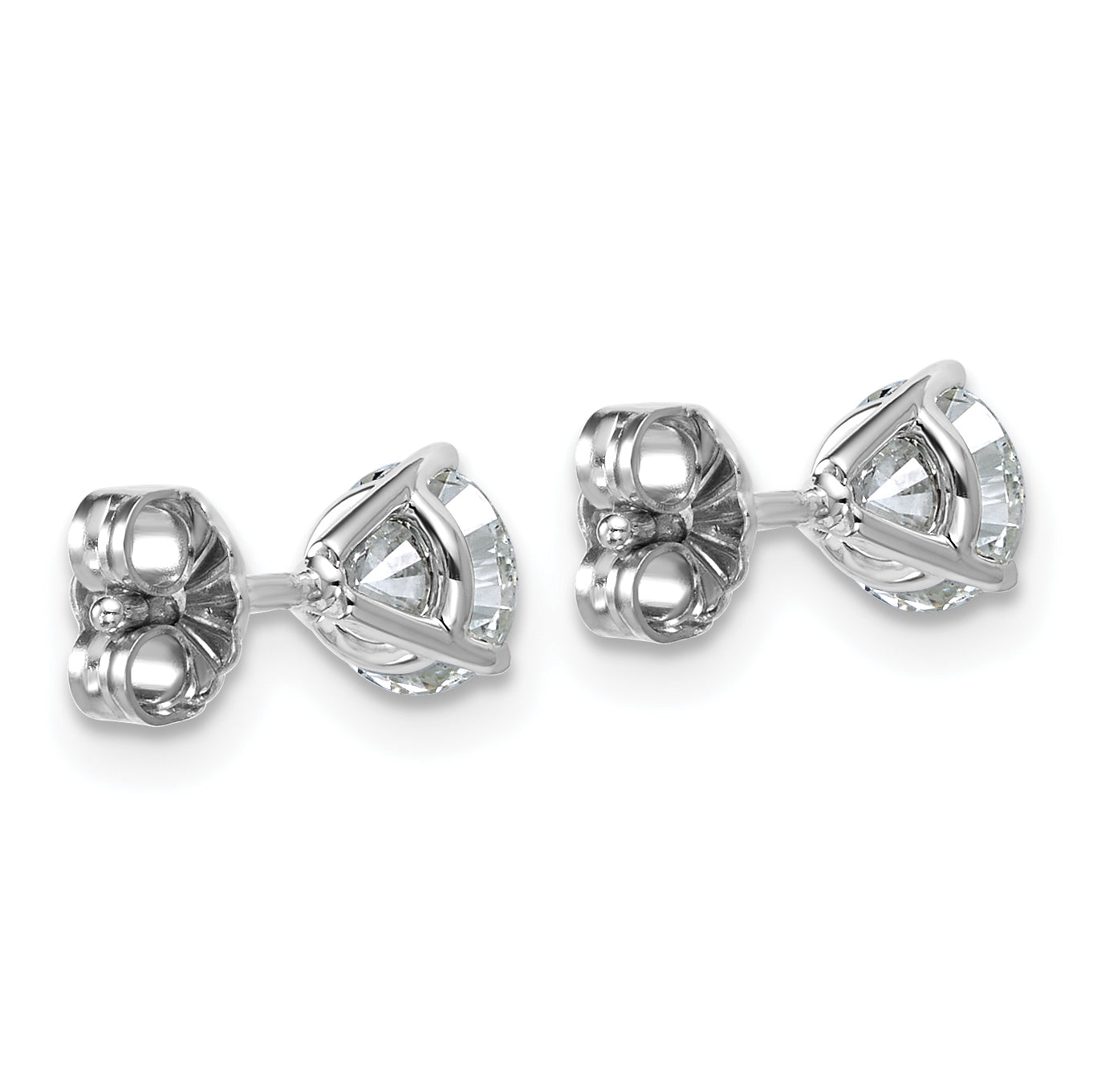 18K White Gold 1 ct Certified Lab-Created Diamond VS+ F+, 3-Prong Stud Earrings