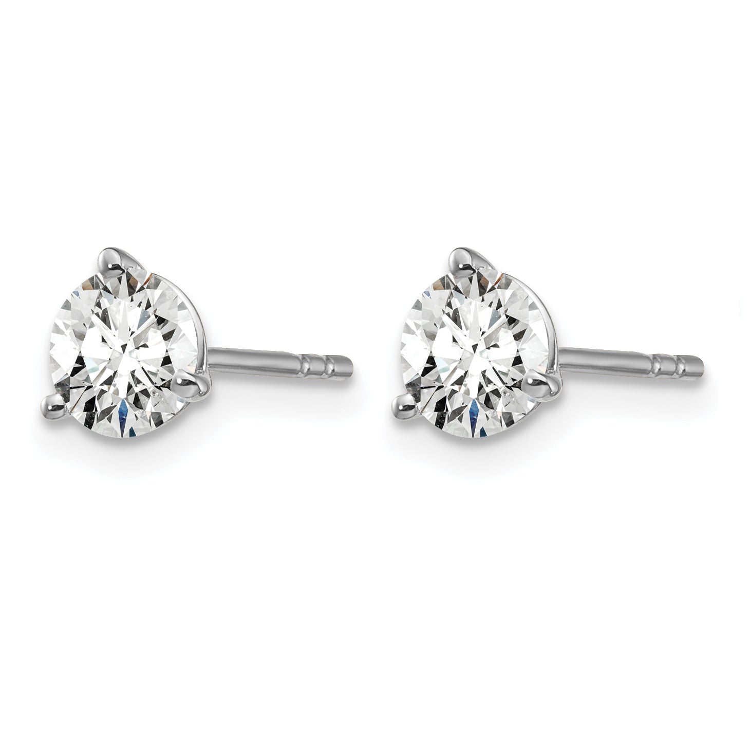 14K White Gold 1 ct Certified Lab-Created Diamond VS/SI+ G+, 3-Prong Stud Earrings