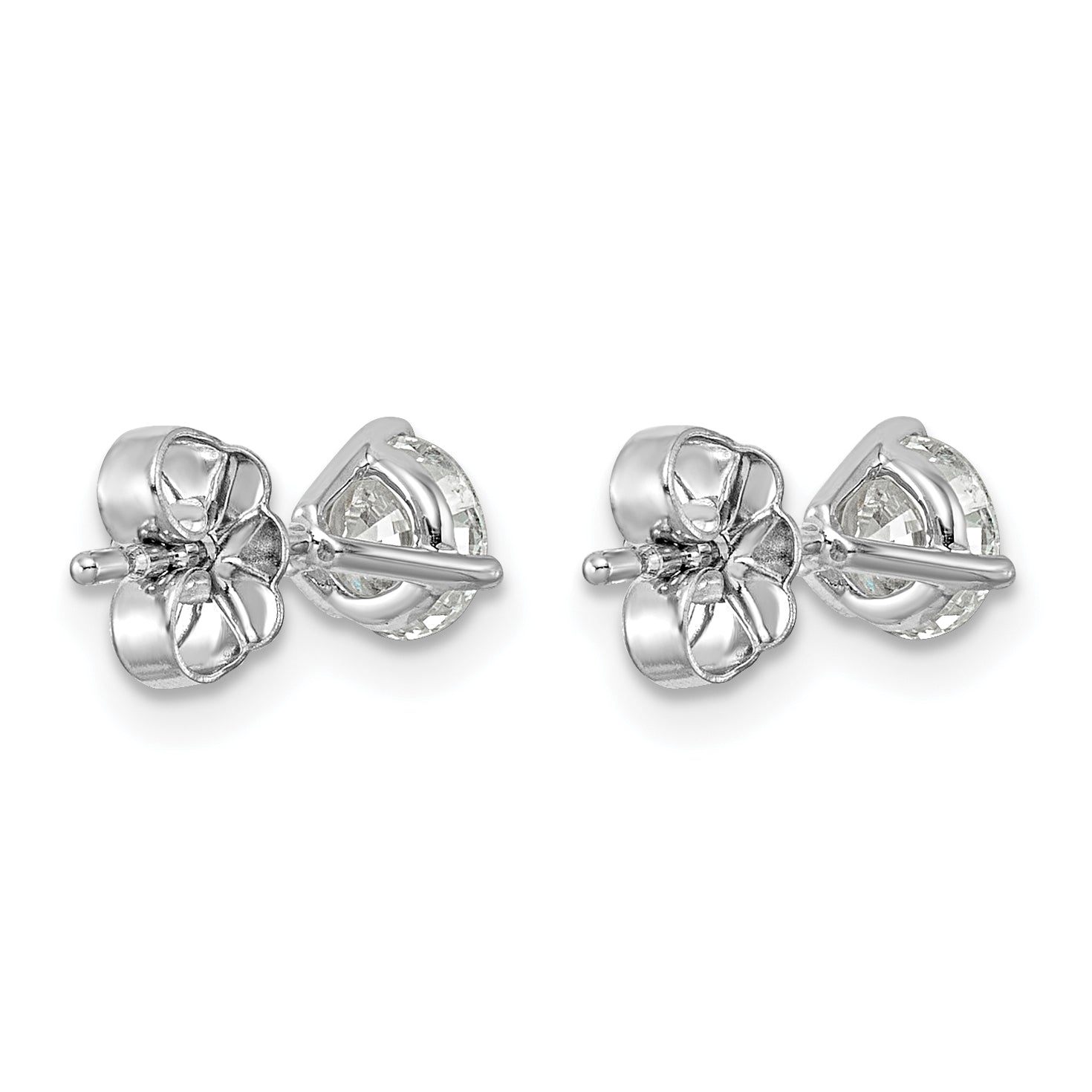 14K White Gold 1 ct Certified Lab-Created Diamond VS/SI+ G+, 3-Prong Stud Earrings