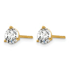 14K Yellow Gold 1 ct Lab-Created Diamond VS/SI+ G+, 3-Prong Stud Earrings