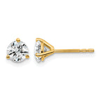 14K Yellow Gold 1 ct Lab-Created Diamond VS+ F+, 3-Prong Stud Earrings