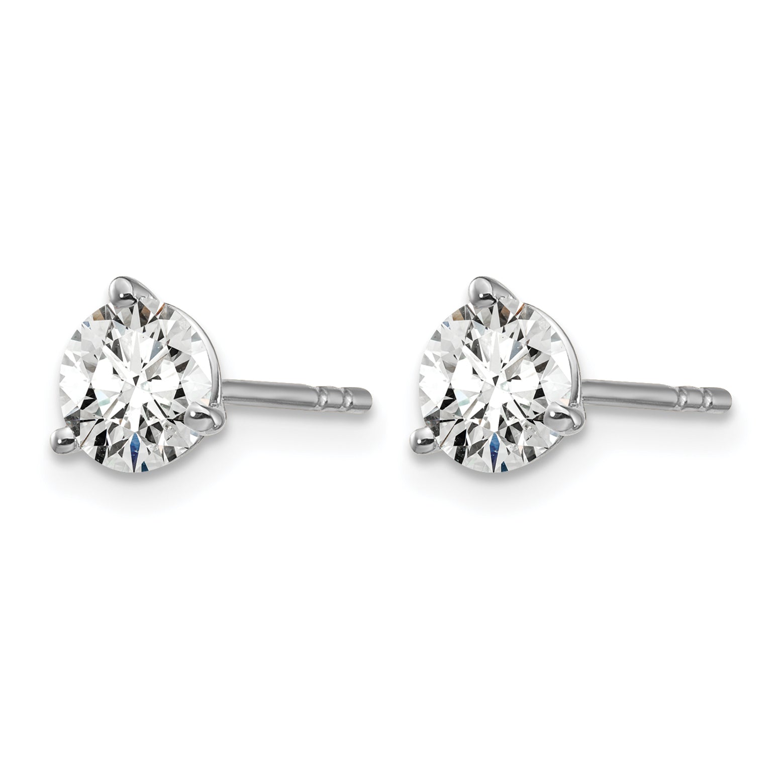 14k White Gold 1 1/4 ctw Lab Grown Diamond VS+ F+ Round 3 Prong Heavy Wt. Stud Earrings Secondary image