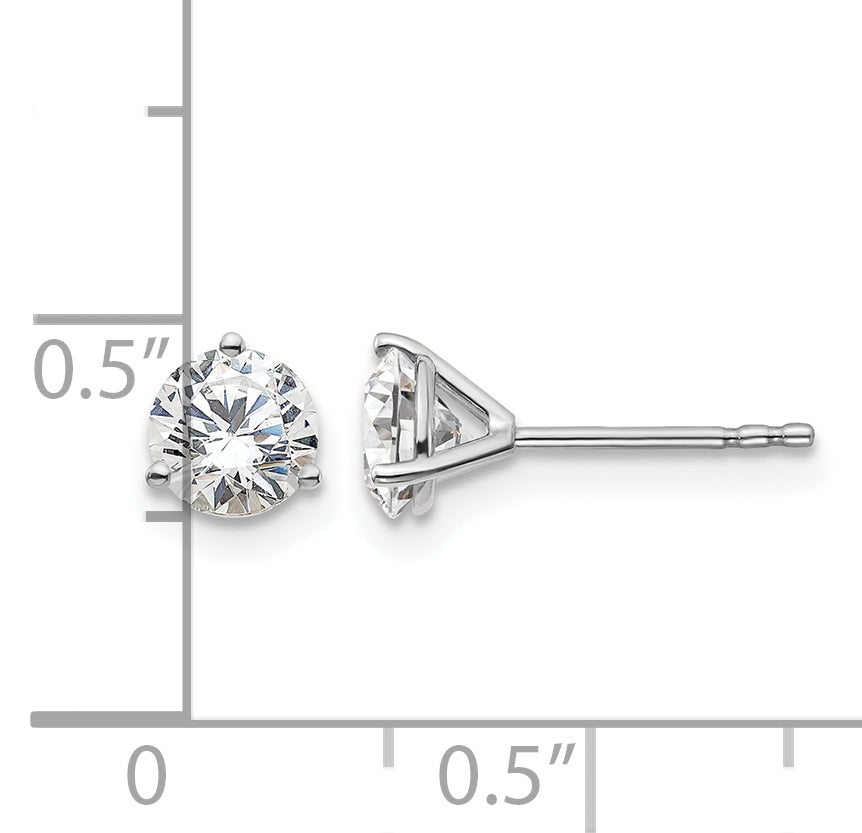 14k White Gold 1 1/4 ctw Lab Grown Diamond VS+ F+ Round 3 Prong Heavy Wt. Stud Earrings