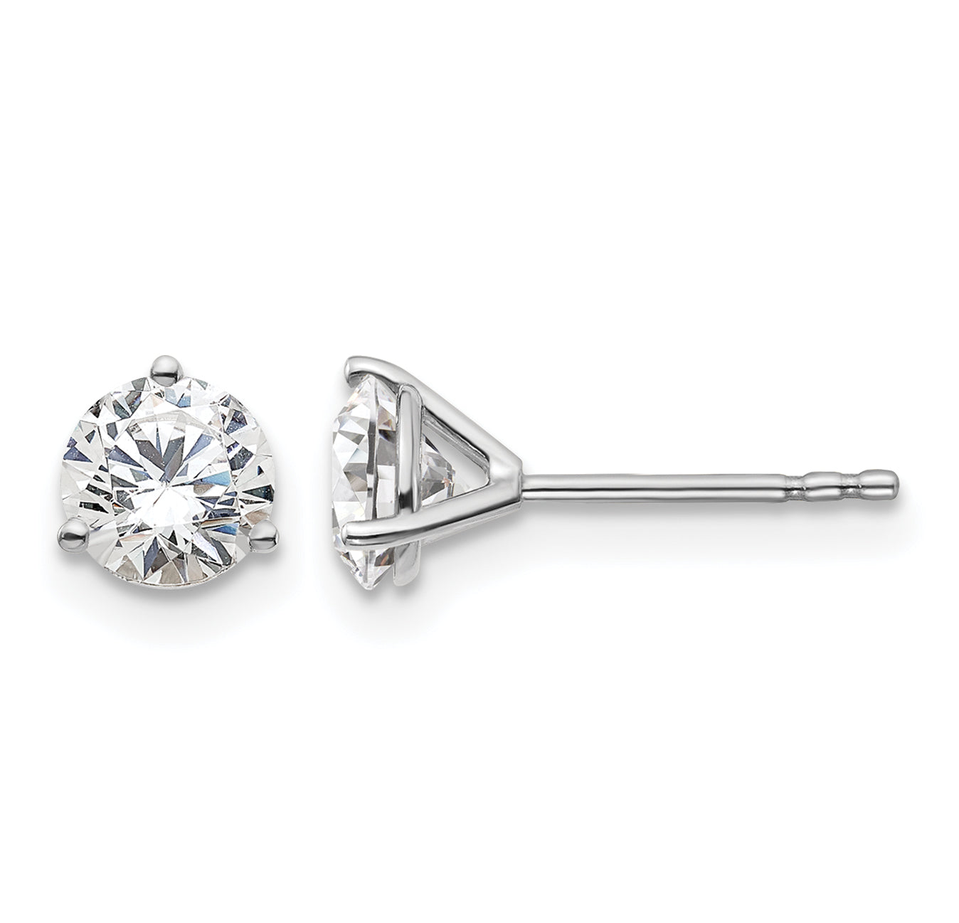 14k White Gold 1 1/4 ctw Lab Grown Diamond VS+ F+ Round 3 Prong Heavy Wt. Stud Earrings Main image