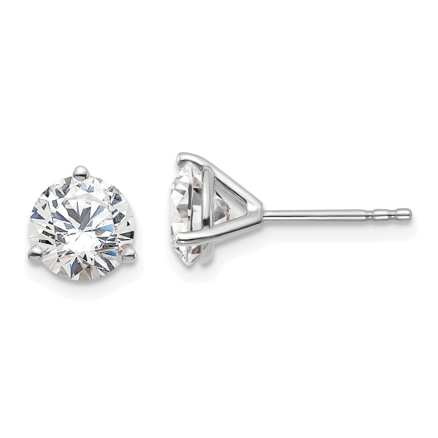 18K White Gold 1 1/2 ct Certified Lab-Created Diamond VS+ F+, 3-Prong Stud Earrings Main image