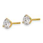 18K Yellow Gold 1 1/2 ct Lab-Created Diamond VS+ F+, 3-Prong Stud Earrings