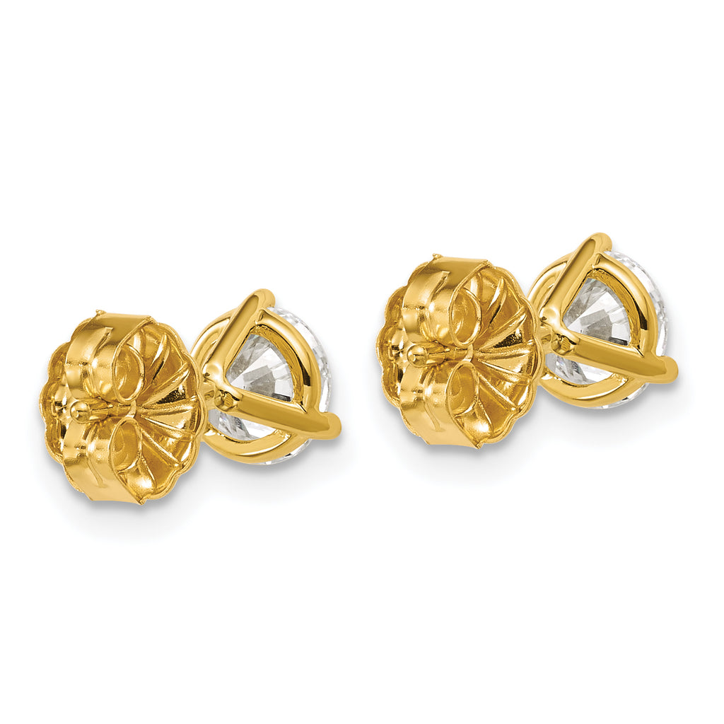 18K Yellow Gold 1 1/2 ct Certified Lab-Created Diamond VS+ F+, 3-Prong Stud Earrings