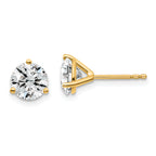 18K Yellow Gold 1 1/2 ct Certified Lab-Created Diamond VS+ F+, 3-Prong Stud Earrings