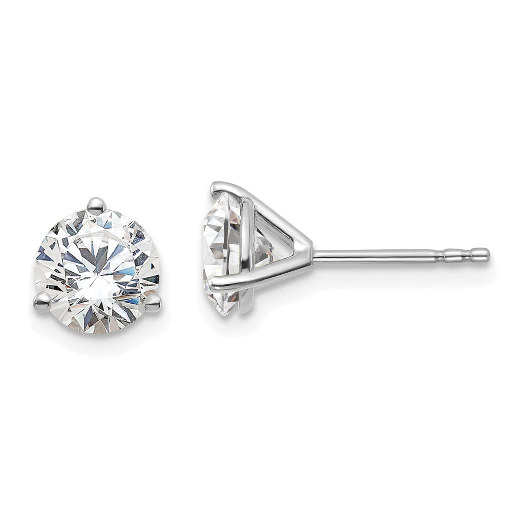 Platinum 1 1/2 ct Certified Lab-Created Diamond VS+ F+, 3-Prong Stud Earrings