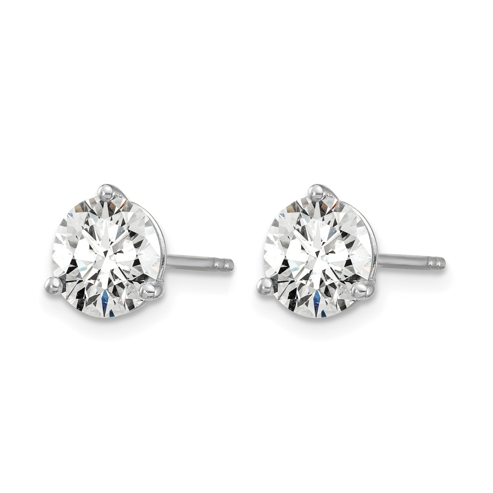 14K White Gold 1 1/2 ct Lab-Created Diamond VS+ F+, 3-Prong Stud Earrings Secondary image