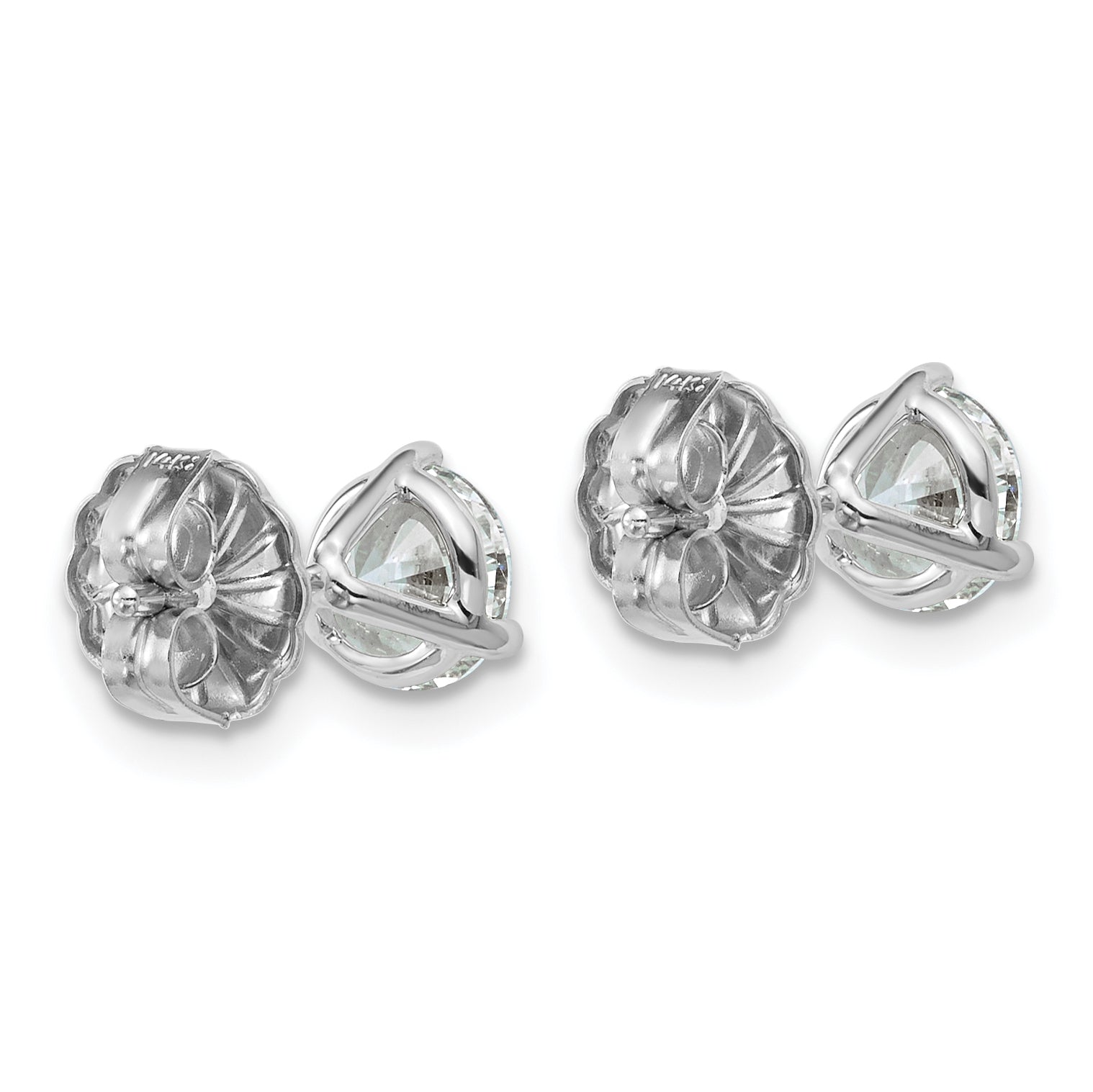 14k 1 1/2 carat Lab Grown Diamond VS+ F+ Round Complete Three Prong Stud Earrings