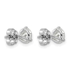 14K White Gold 1 1/2 ct Lab-Created Diamond VS/SI+ G+, 3-Prong Stud Earrings