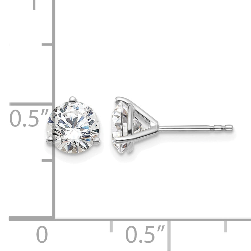 14k 1 1/2 carat Lab Grown Diamond VS+ F+ Round Complete Three Prong Stud Earrings