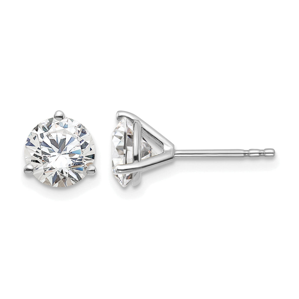14K White Gold 1 3/4 ct Lab-Created Diamond VS/SI+ G+, 3-Prong Stud Earrings