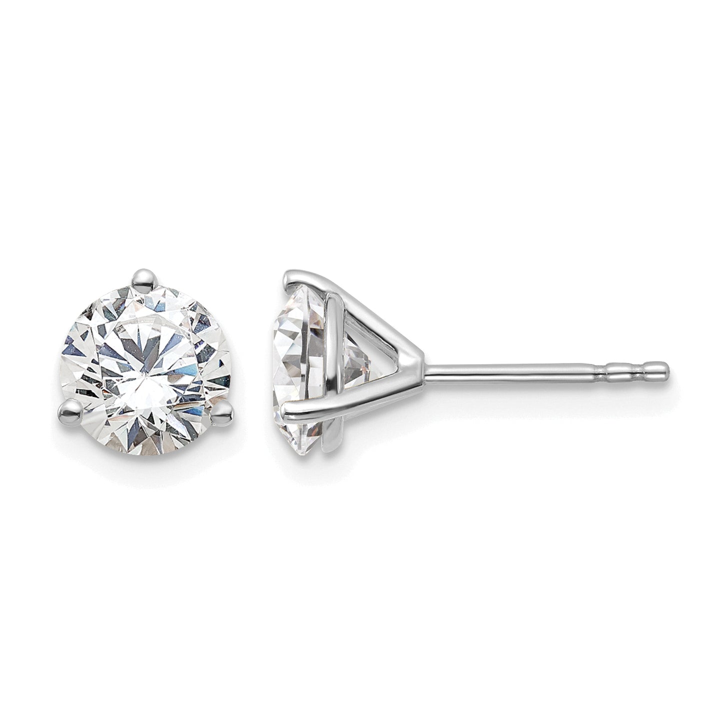 14K White Gold 1 3/4 ct Lab-Created Diamond VS/SI+ G+, 3-Prong Stud Earrings