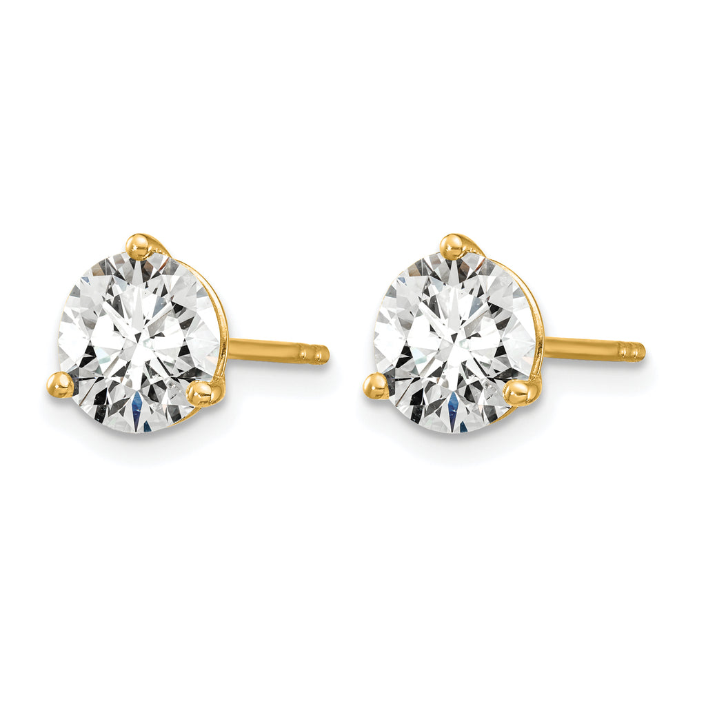 14K Yellow Gold 1 3/4 ct Lab-Created Diamond VS/SI+ G+, 3-Prong Stud Earrings