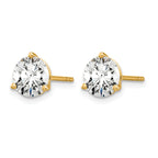 14K Yellow Gold 1 1/2 ct Lab-Created Diamond VS/SI+ G+, 3-Prong Stud Earrings