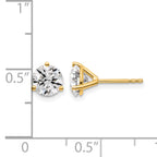 14K Yellow Gold 1 1/2 ct Certified Lab-Created Diamond VS+ F+, 3-Prong Stud Earrings