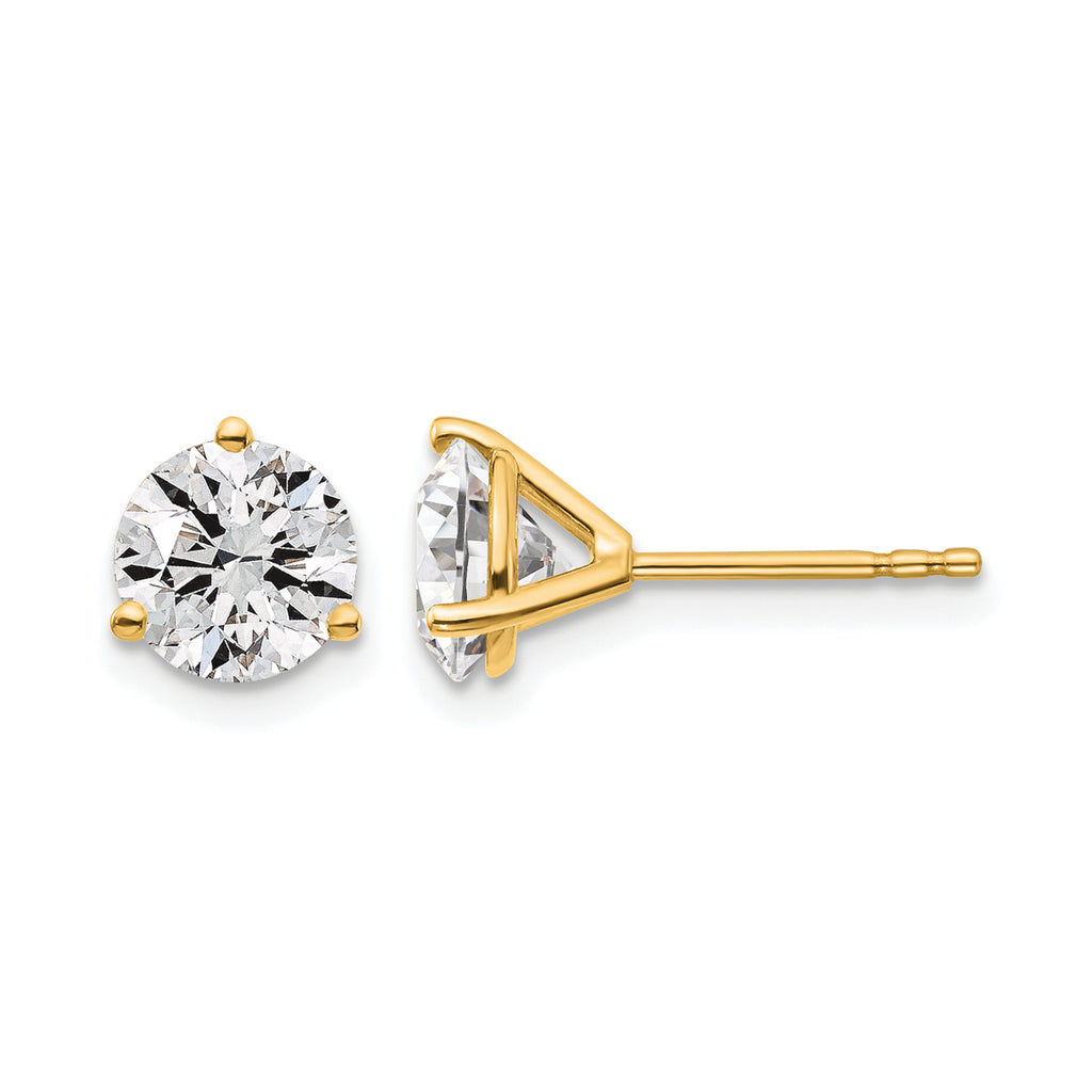 14K Yellow Gold 1 3/4 ct Lab-Created Diamond VS/SI+ G+, 3-Prong Stud Earrings