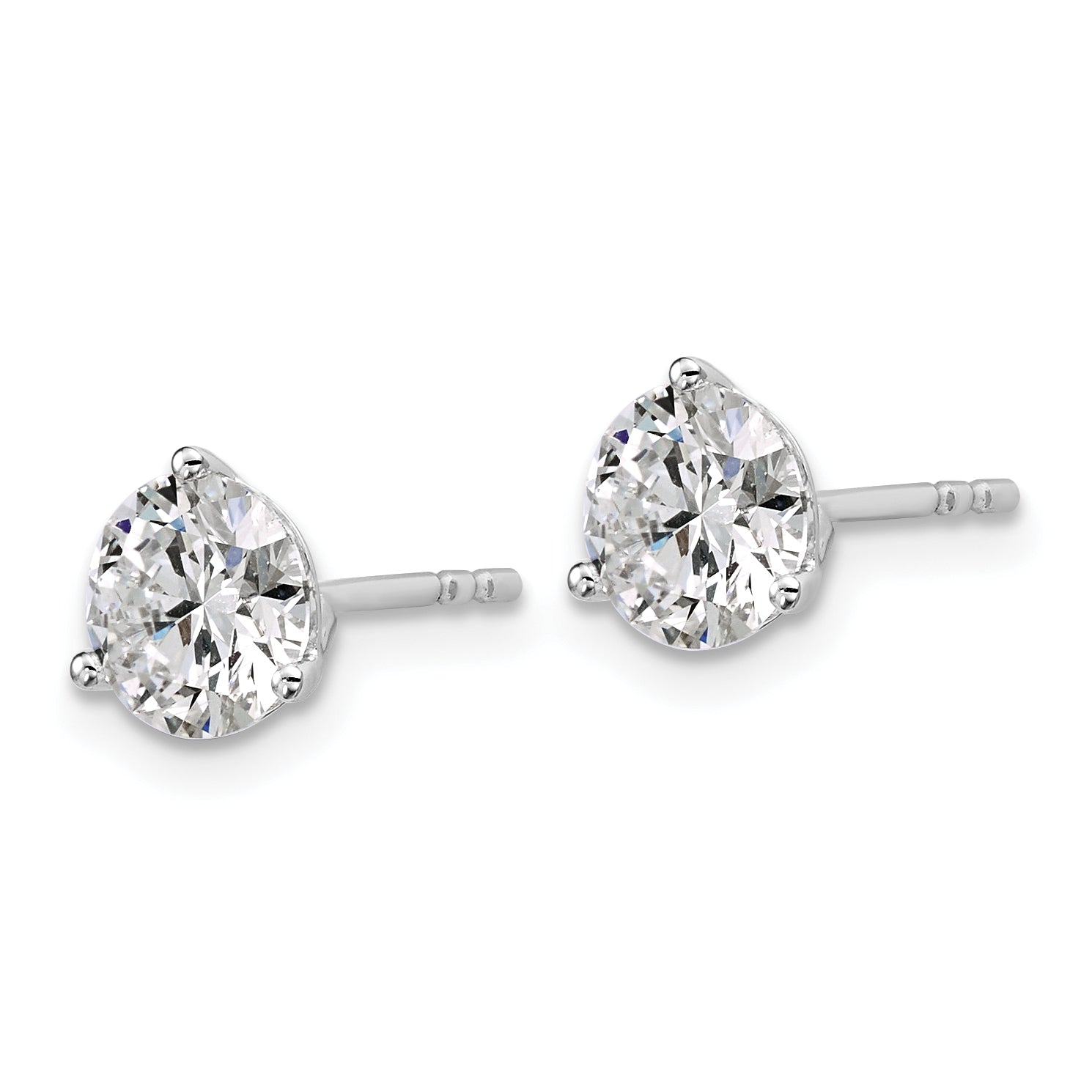 18K White Gold 2 1/2 ct Certified Lab-Created Diamond VS+ F+, 3-Prong Stud Earrings