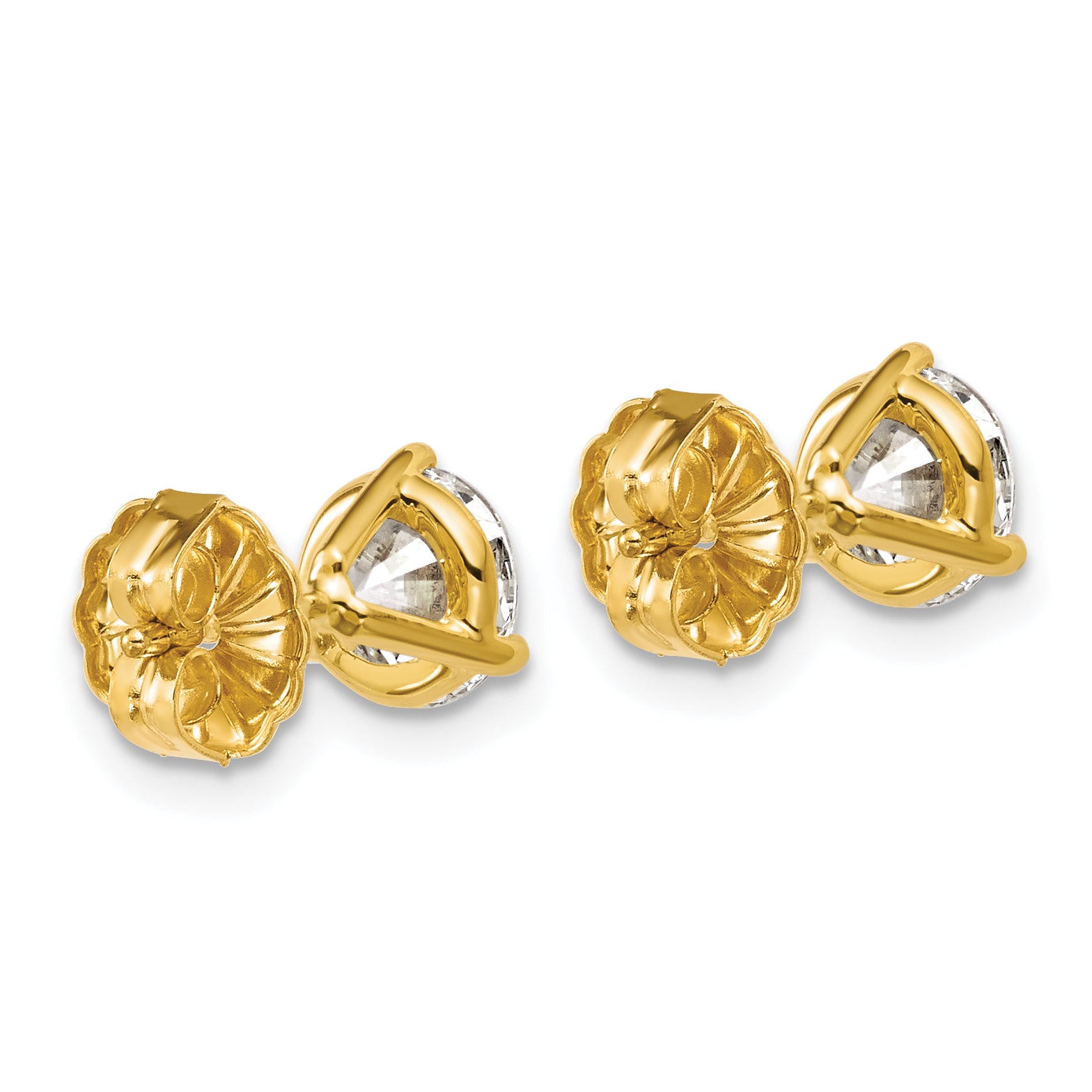 18k 2 carat Certified Lab Grown Diamond VS+ F+ Round Complete Three Prong Stud Earrings