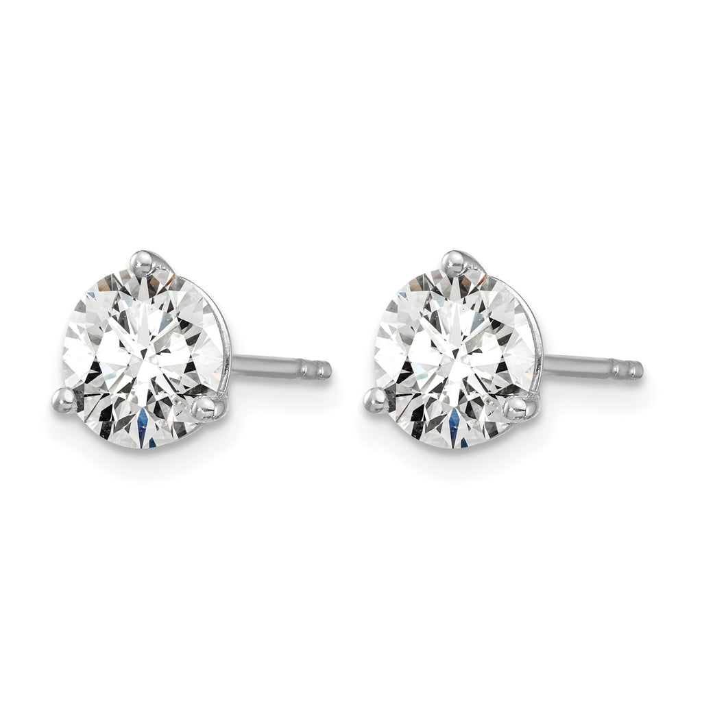 14K White Gold 2 1/2 ct Lab-Created Diamond VS/SI+ G+, 3-Prong Stud Earrings