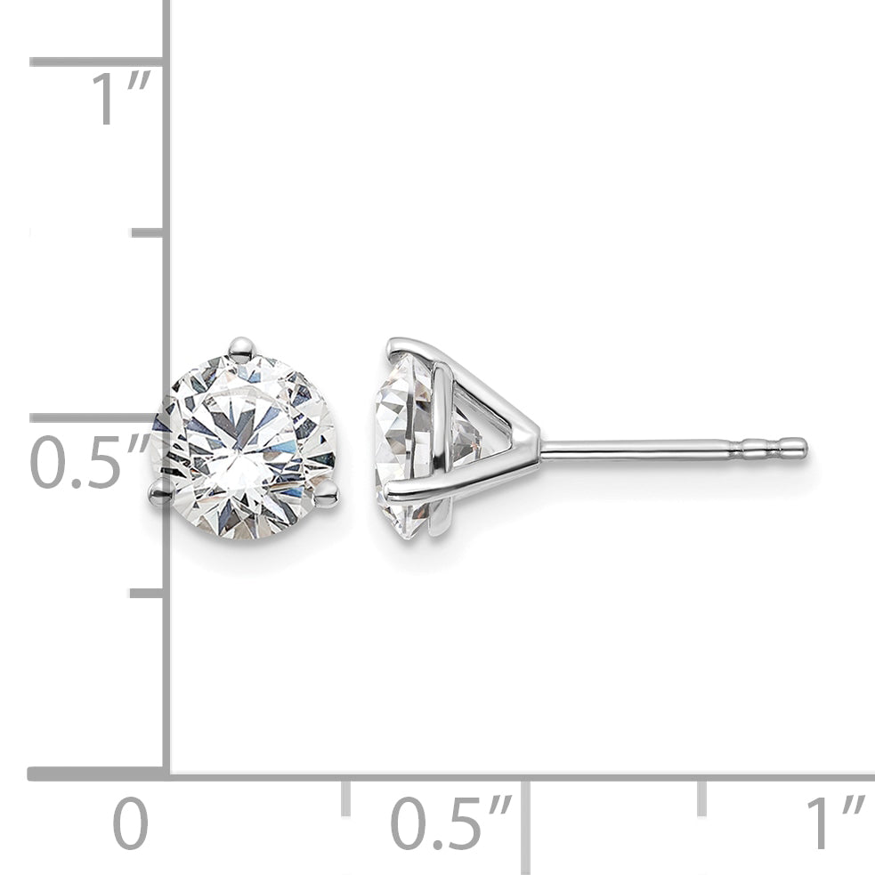14K White Gold 2 1/2 ct Lab-Created Diamond VS/SI+ G+, 3-Prong Stud Earrings