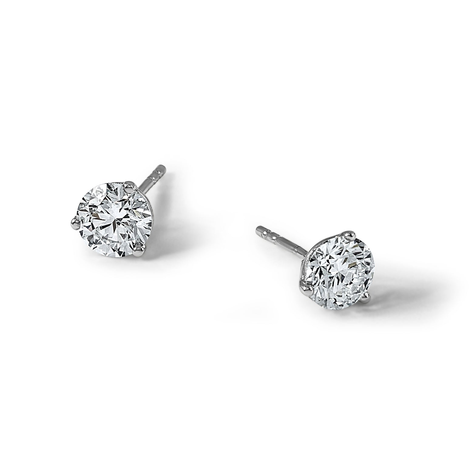 14K White Gold 2 ct Certified Lab-Created Diamond VS/SI+ G+, 3-Prong Stud Earrings