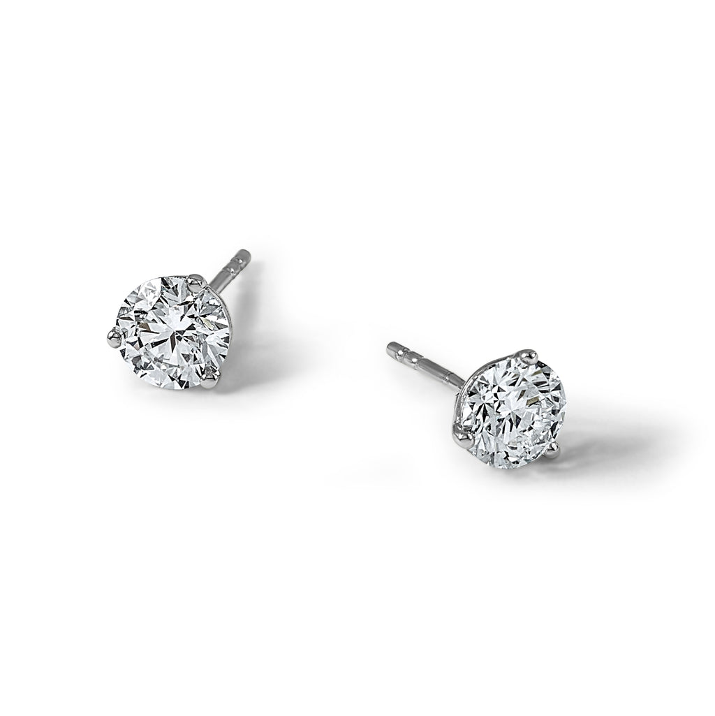 14K White Gold 2 1/2 ct Lab-Created Diamond VS+ F+, 3-Prong Stud Earrings