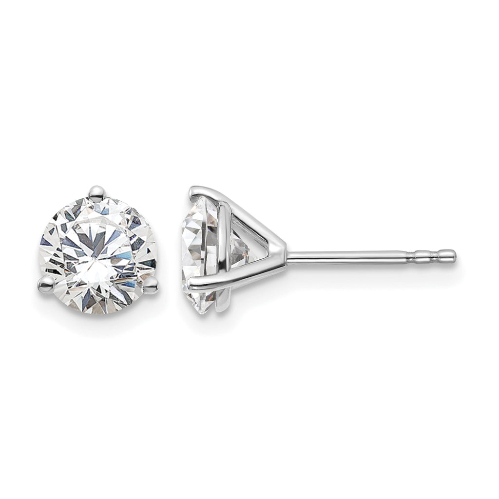 14K White Gold 2 ct Lab-Created Diamond VS/SI+ G+, 3-Prong Stud Earrings