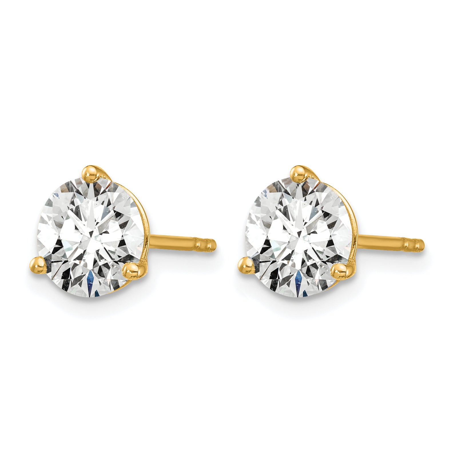 14K Yellow Gold 2 ct Certified Lab-Created Diamond VS+ F+, 3-Prong Stud Earrings Secondary image