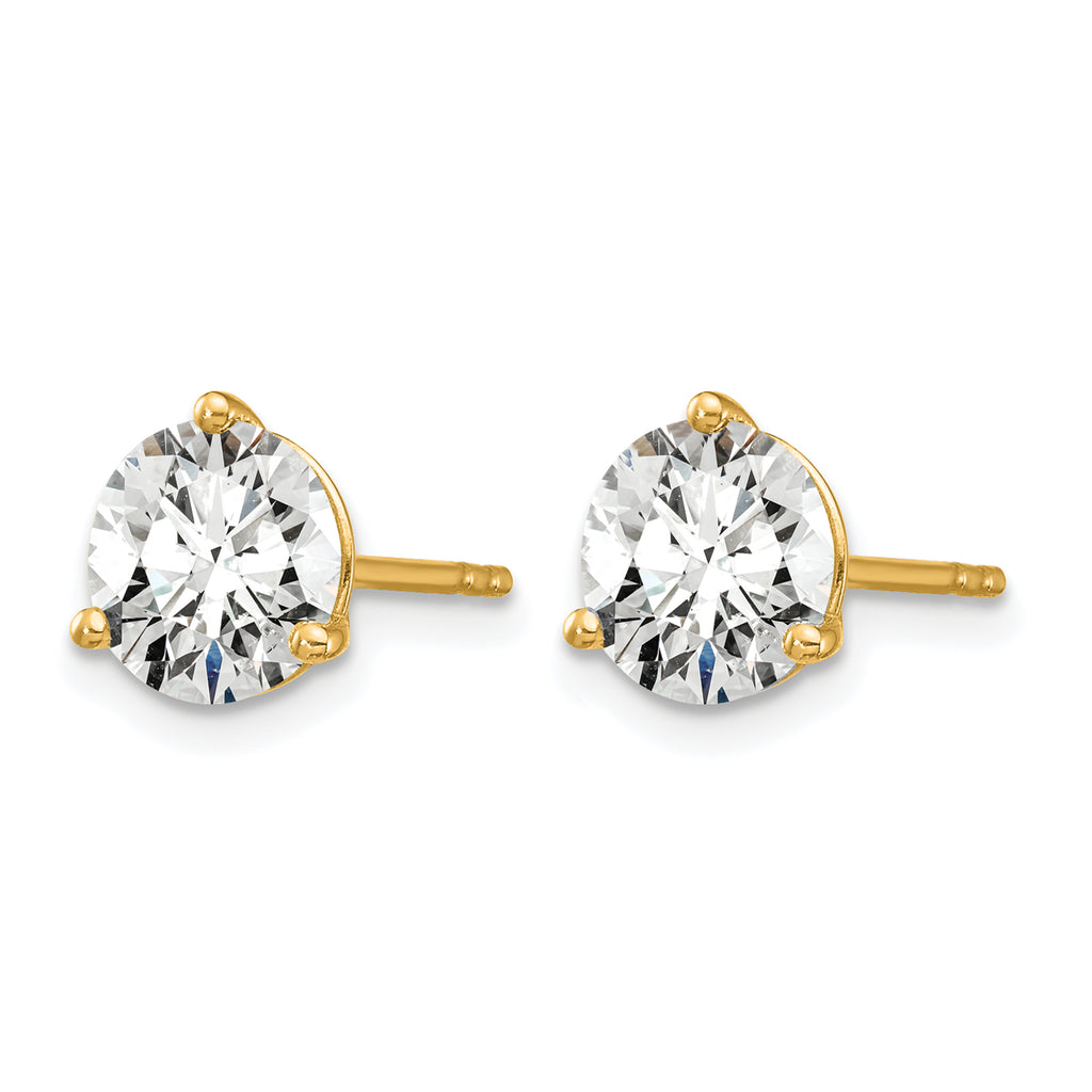 14K Yellow Gold 2 ct Lab-Created Diamond VS/SI+ G+, 3-Prong Stud Earrings