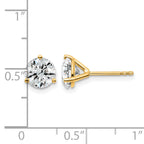 14K Yellow Gold 2 ct Lab-Created Diamond VS+ F+, 3-Prong Stud Earrings