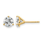 14K Yellow Gold 2 1/2 ct Certified Lab-Created Diamond VS+ F+, 3-Prong Stud Earrings