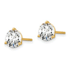 18K Yellow Gold 3 ct Lab-Created Diamond VS+ F+, 3-Prong Stud Earrings