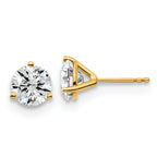 18K Yellow Gold 3 ct Lab-Created Diamond VS+ F+, 3-Prong Stud Earrings