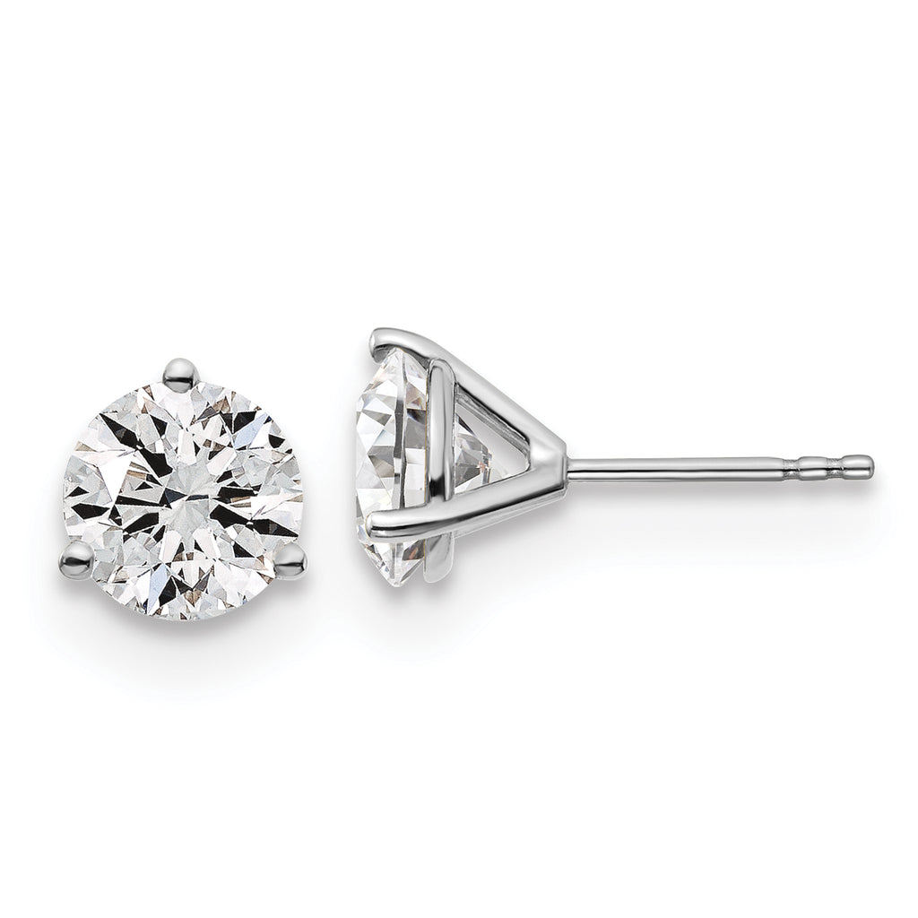Platinum 3 ct Certified Lab-Created Diamond VS+ F+, 3-Prong Stud Earrings