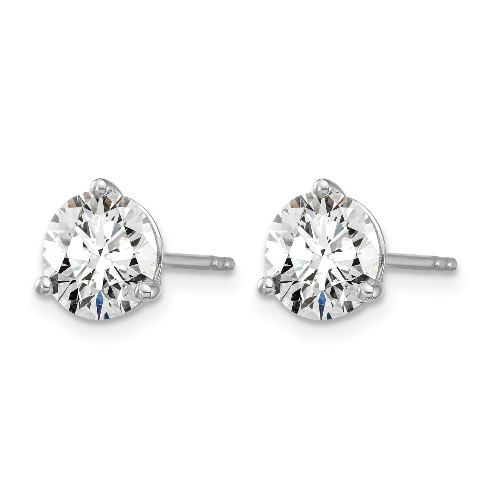 14K White Gold 3 ct Lab-Created Diamond VS+ F+, 3-Prong Stud Earrings Secondary image
