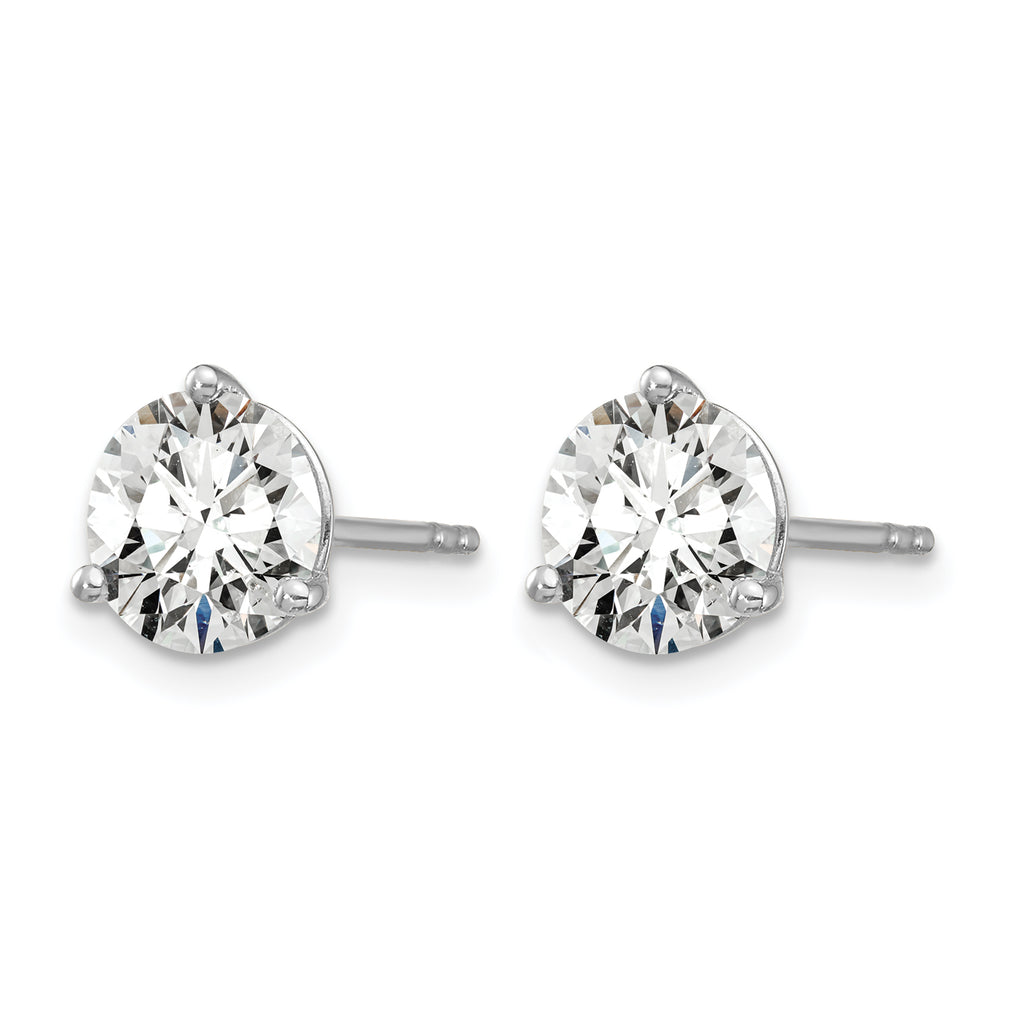 14K White Gold 3 ct Lab-Created Diamond VS+ F+, 3-Prong Stud Earrings